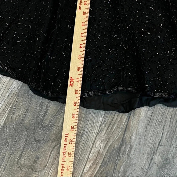 vintage NIGHT VOGUE Black 100% Silk Beaded Mini Swing Skirt Small NWT - Picture 8 of 9